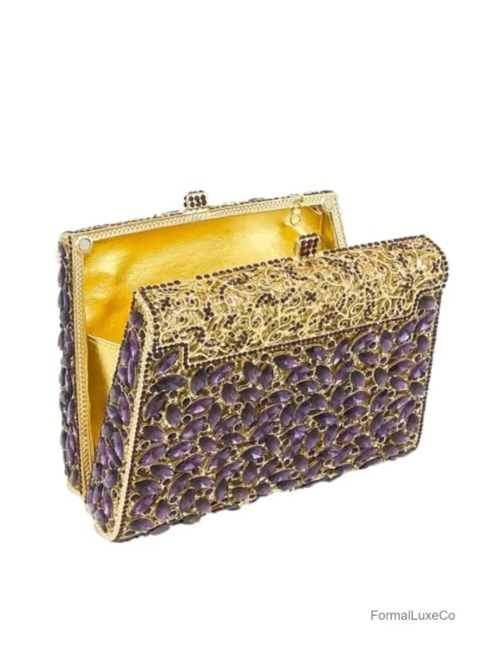 Rhinestone Crystal Clutch Purse with Detachable Chain Straps